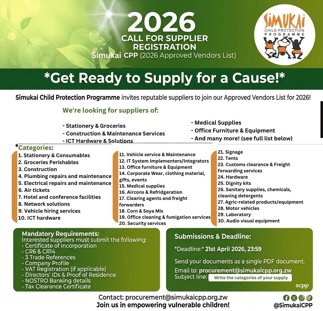 CALL FOR SUPPLIER REGISTRATION 2026